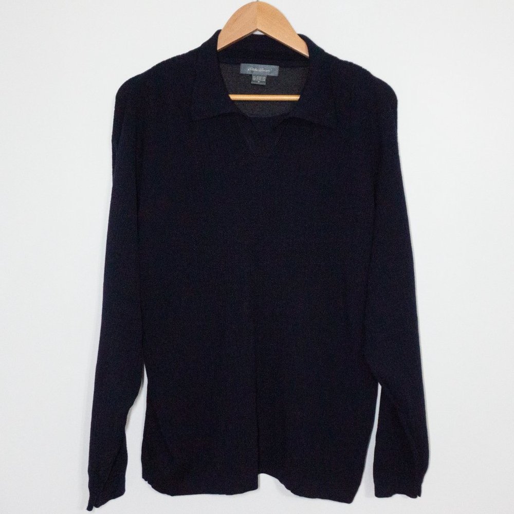 Eddie Bauer Navy Blue Merino Wool Sweater - M